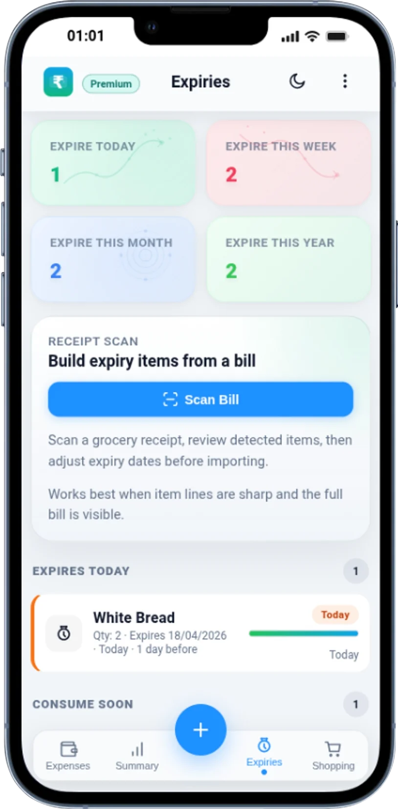 Budget management screen with progress tracking